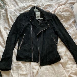 Oversized suede moto